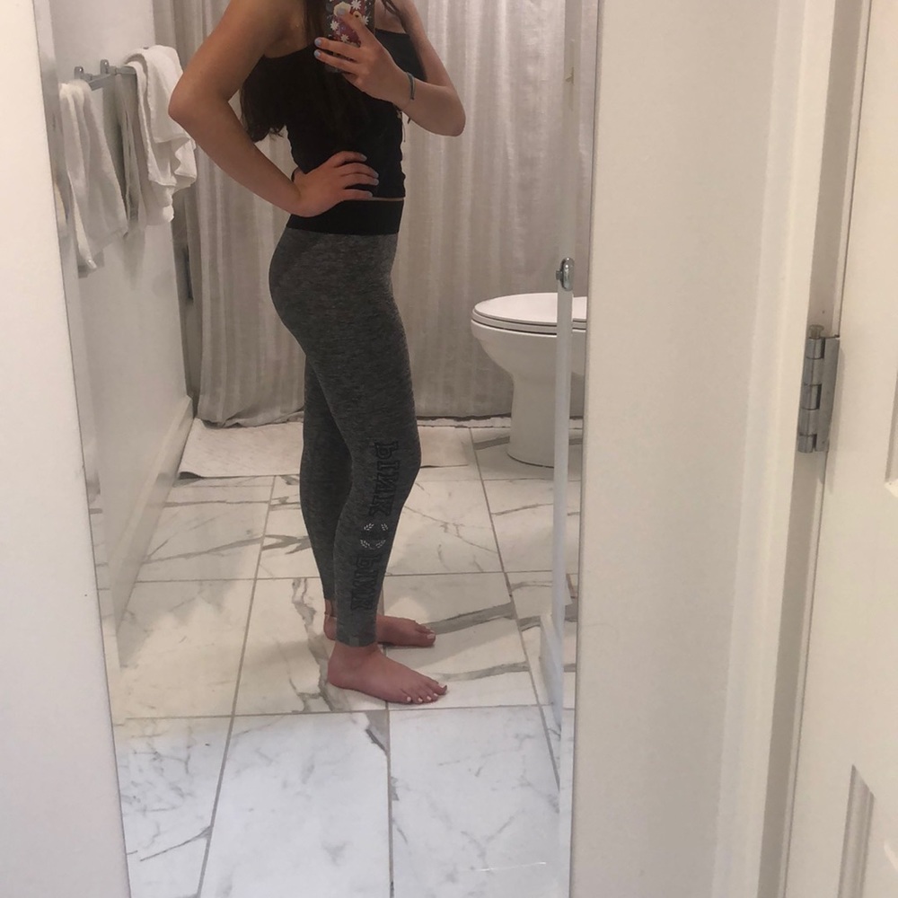 PINK gray leggings with black band